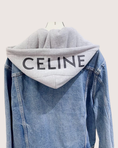 Celine Denim Hooded Jacket Blue, Grey FR 34