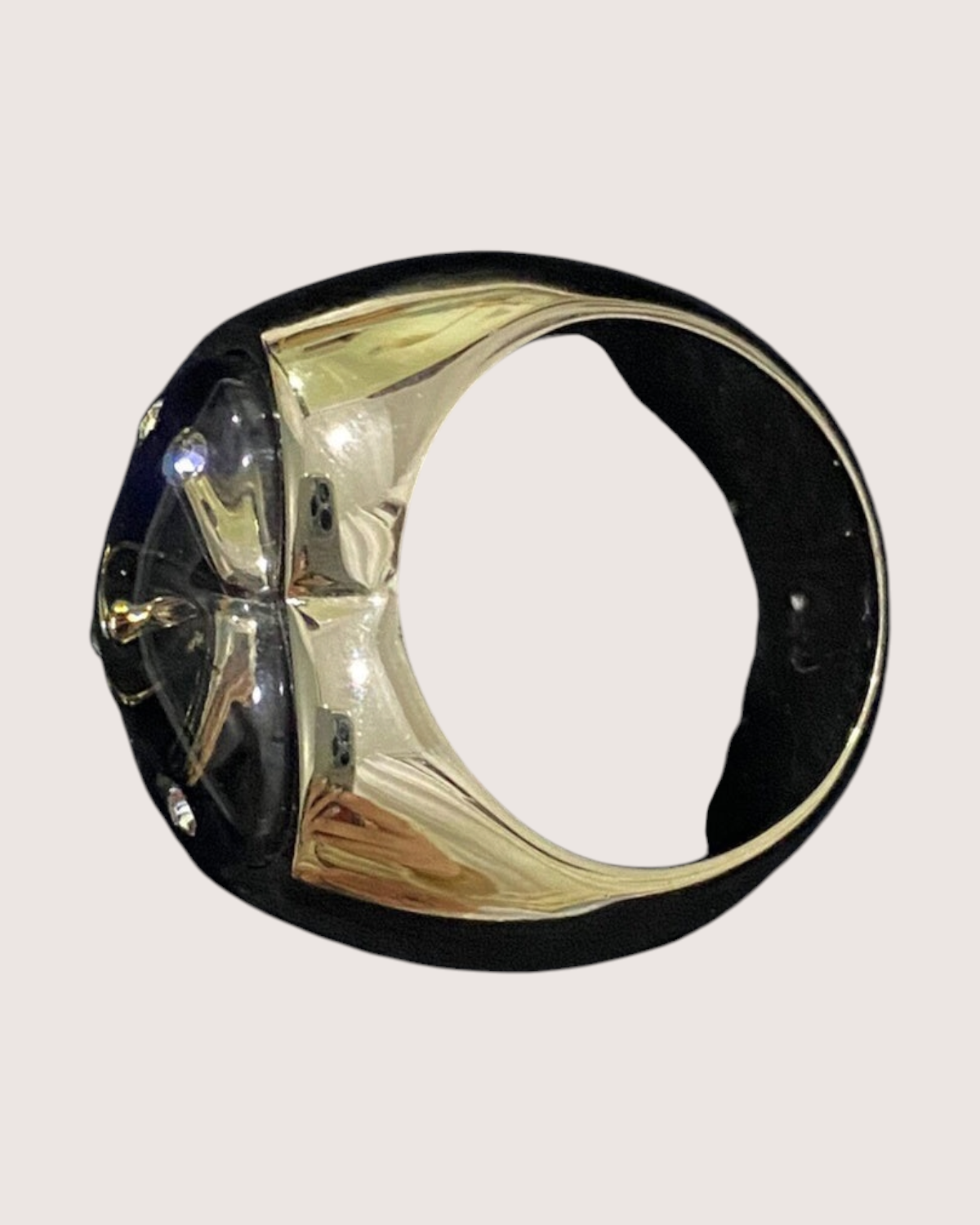 Chanel 22B Crystal Heart Ring Black, Gold FR 52