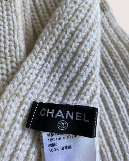Chanel 24B CC Cashmere Logo Scarf Beige/Ecru One Size