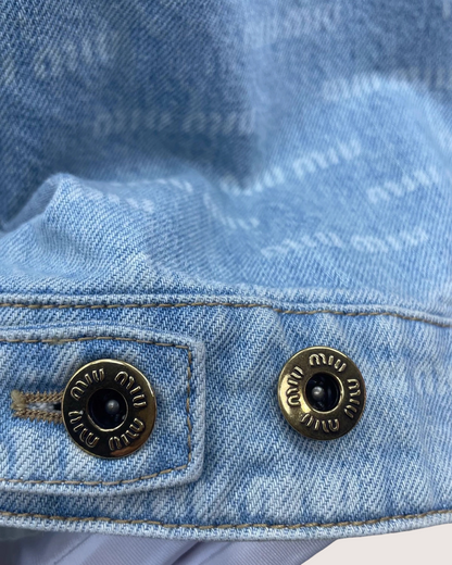Miu Miu Monogram Logo Cropped Denim Jacket