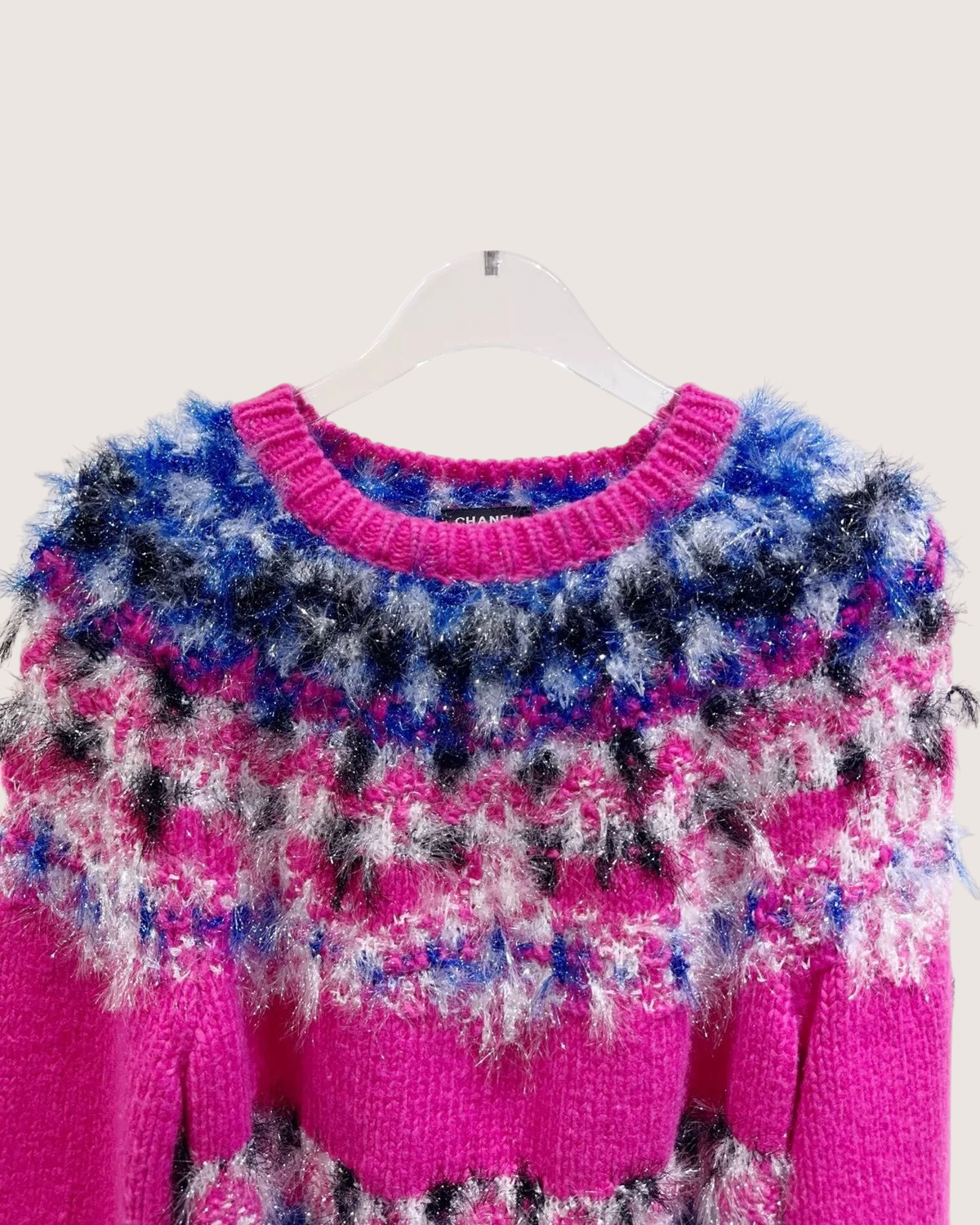 Chanel 21K Cashmere Fringe Sweater Pink, Blue, Multicolor FR 36
