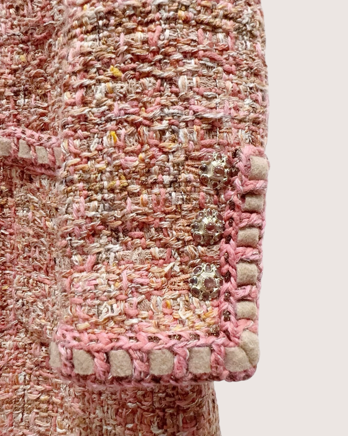 Chanel 2016 Tweed Mid-Length Dress Pink, Beige/Ecru, Multicolor FR 34