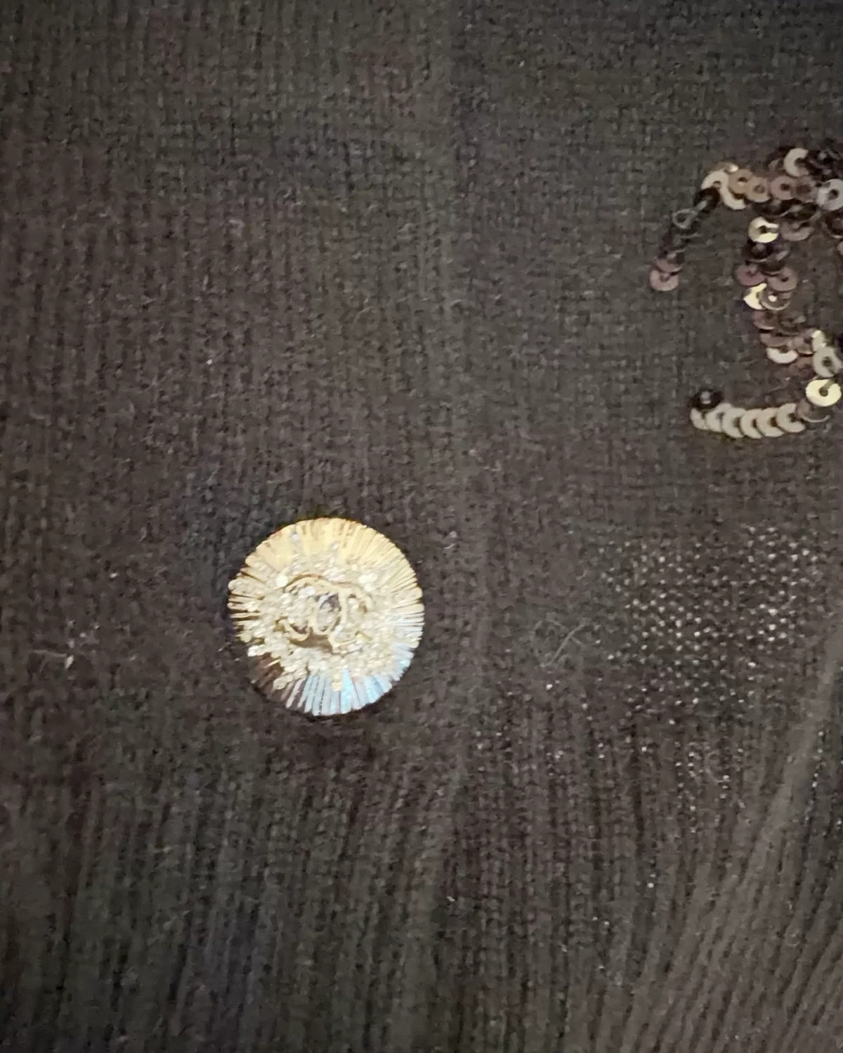 Chanel 24S Sequin Cashmere Floral Cardigan Black, Pink FR 38