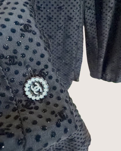 Chanel 24B CC Polka-Dot Shirt Black FR 34