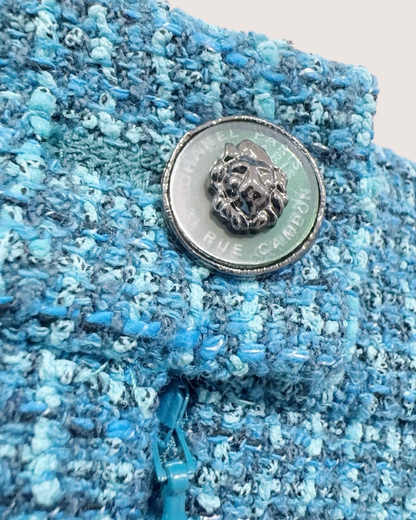 Chanel Tweed Shorts Blue, White FR 34
