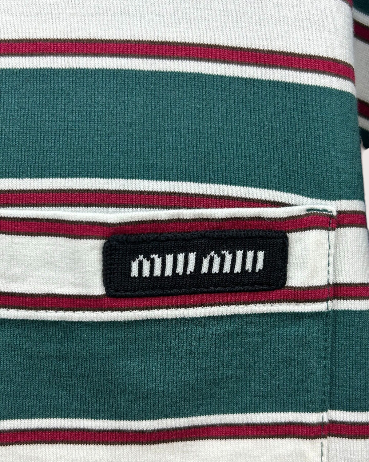 Miu Miu Striped Long-Sleeve Top Green, White, Burgundy FR 36