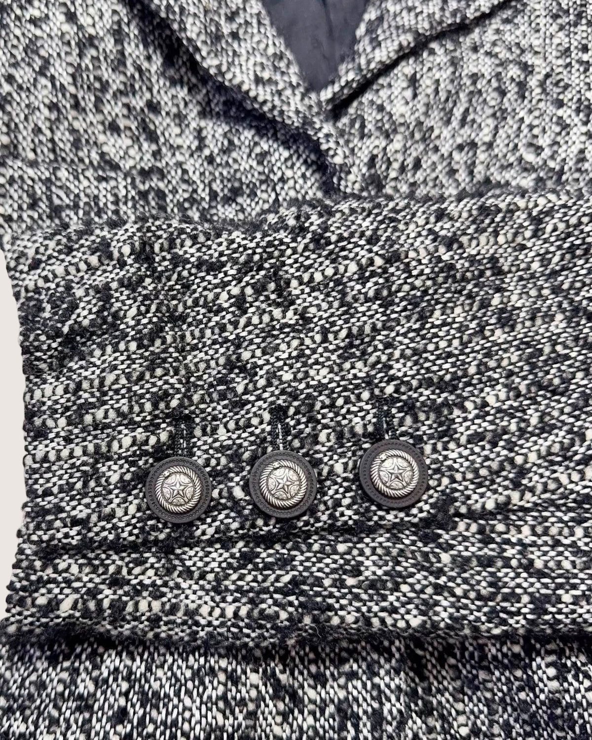 Chanel Tweed Jacket Black, White FR 38