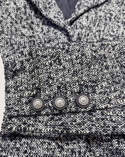 Chanel Tweed Jacket Black, White FR 38