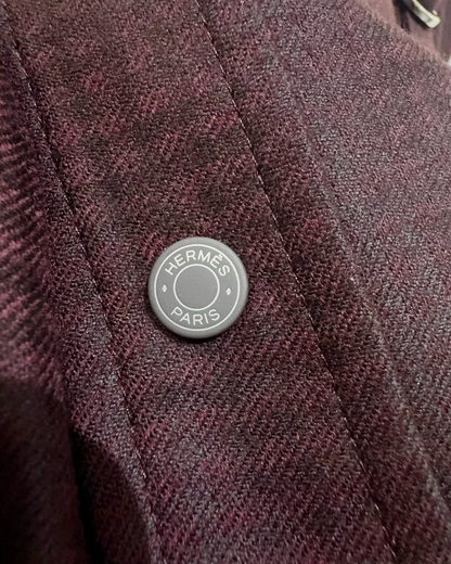 Hermès Wool Belted Mid-Length Skirt Burgundy FR 38