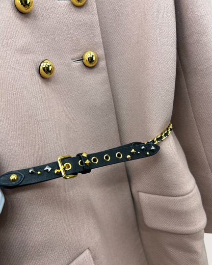 Miu Miu Wool Double-Breasted Fur-Collar Coat Pink, Black FR 36