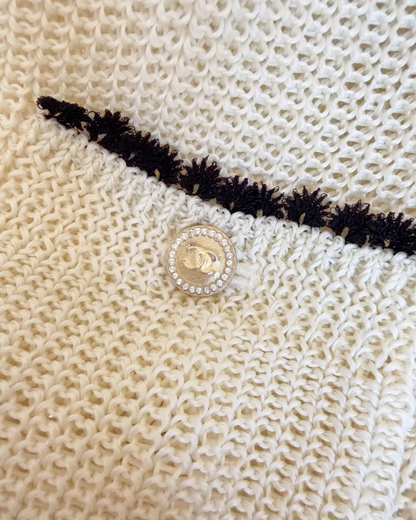 Chanel 26C Sailor-Collar Cardigan Beige/Ecru, Black FR 38
