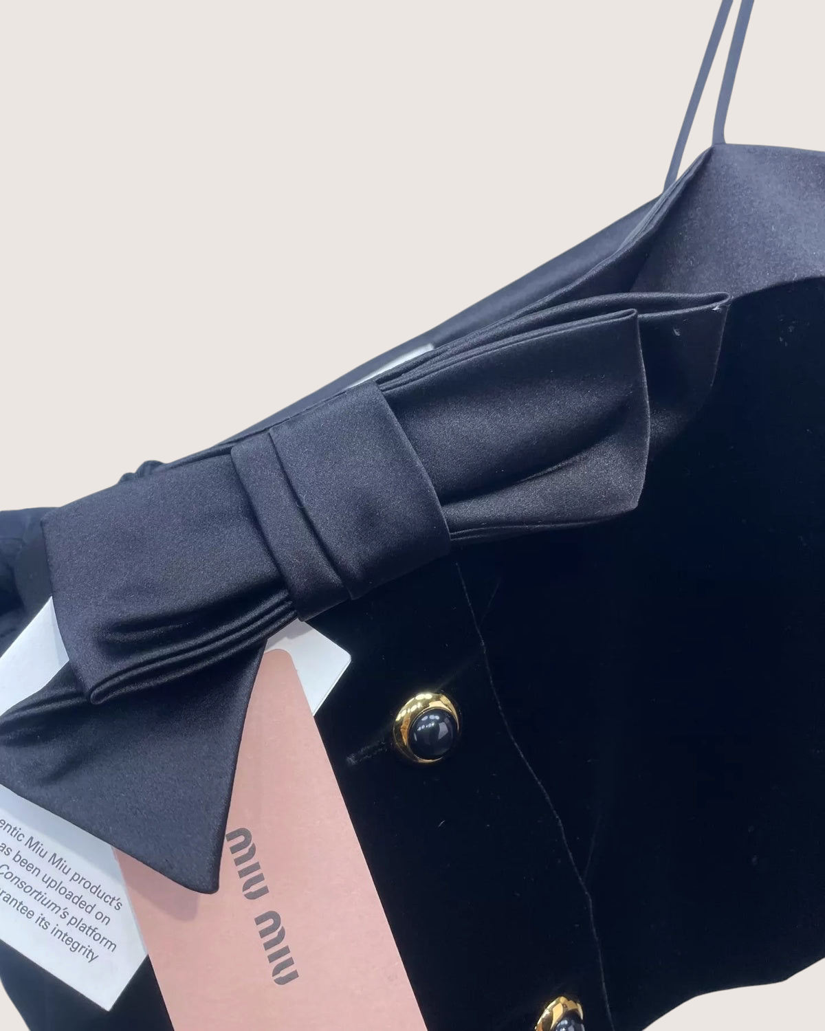 Miu Miu Velvet Bow Crop Top Black IT 38