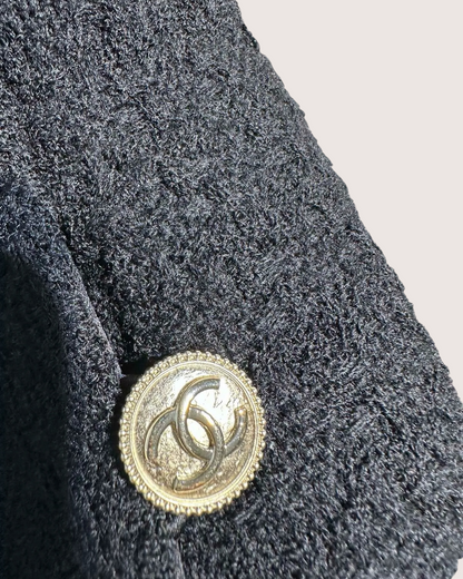 Chanel 20A Tweed Cropped Jacket Black FR 34