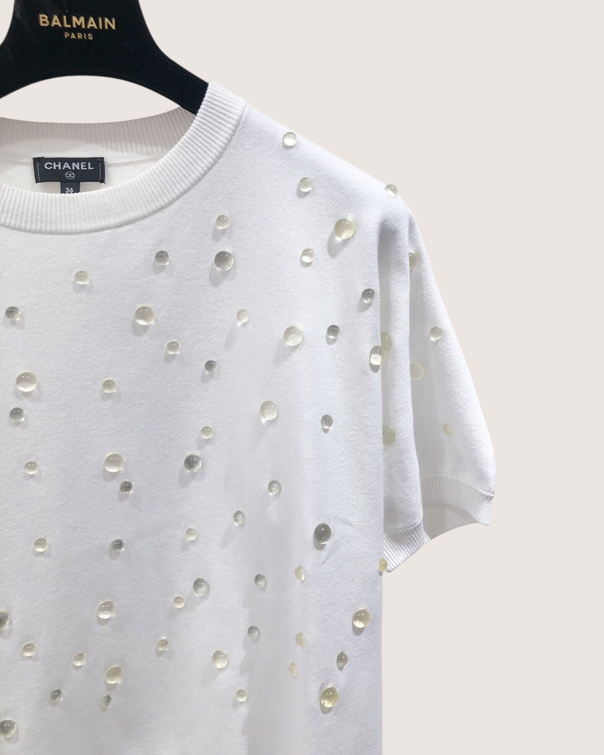 Chanel 18S Crystal-Droplet Top White FR 36