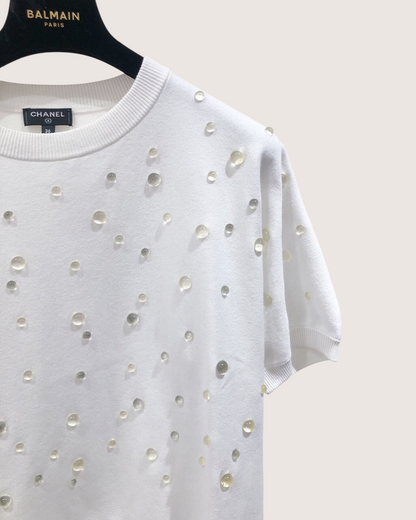 Chanel 18S Crystal-Droplet Top White FR 36