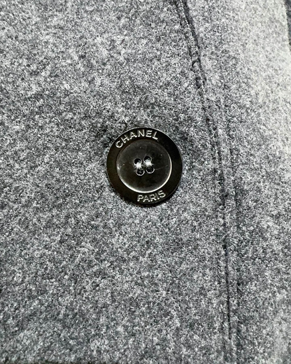 Chanel Hooded Wool Coat Grey FR 36