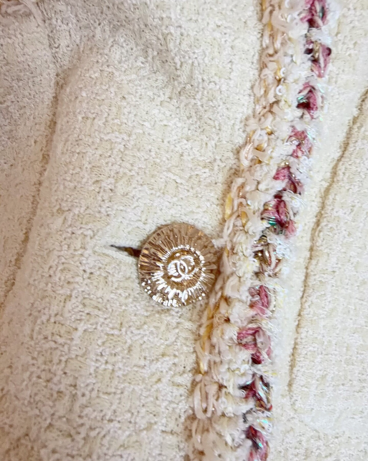 Chanel 26C Two-Pocket Tweed Jacket Beige/Ecru, Pink FR 36