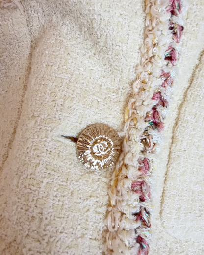 Chanel 26C Two-Pocket Tweed Jacket Beige/Ecru, Pink FR 36