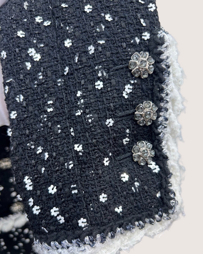 Chanel 23K Tweed Sequin Mini Dress Black, White FR 34