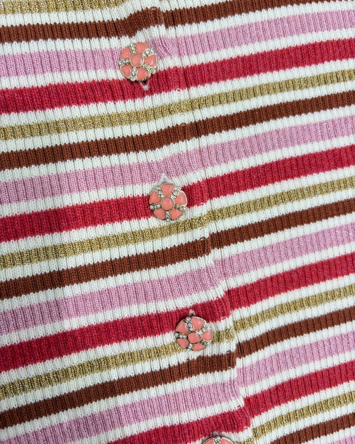 Chanel 26C Striped Short-Sleeve Top Pink, Red, Beige/Ecru, Multicolor FR 34