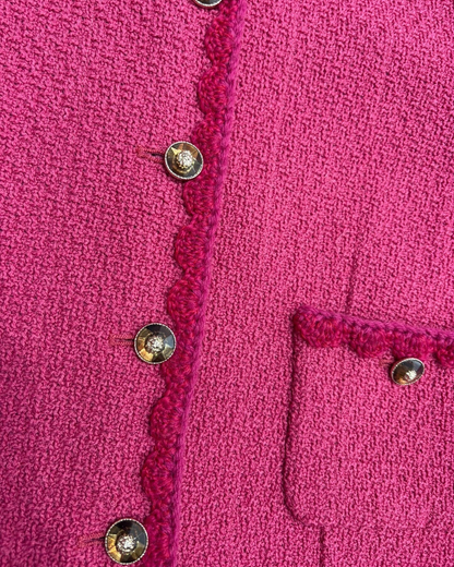 Chanel 24A Tweed Cropped Jacket Pink FR 42