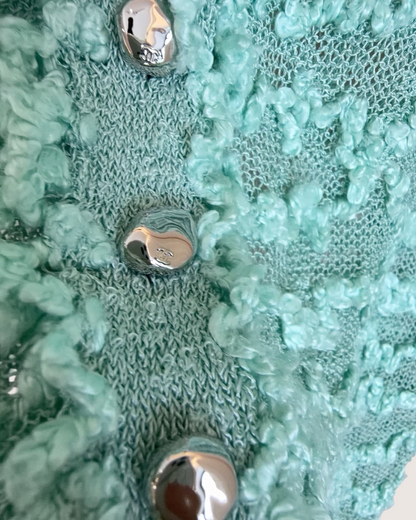 Chanel 26A Bouclé Cardigan Green FR 36