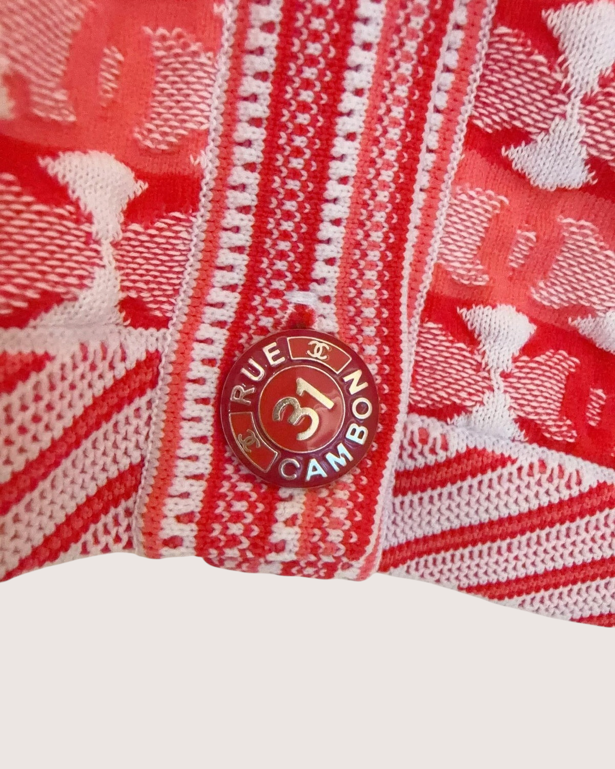 Chanel 19P CC Cardigan Red, Pink, White FR 34