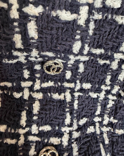 Chanel 23B Short-Sleeve Tweed Mini Dress