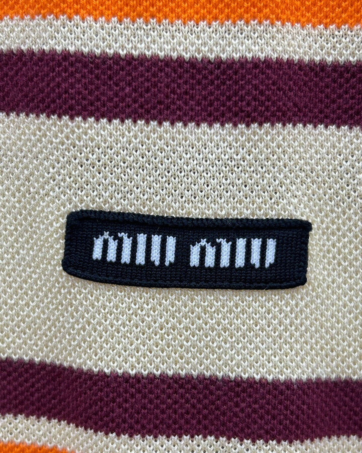 Miu Miu Striped Polo Mid-Length Dress Beige/Ecru, Burgundy, Orange FR 36