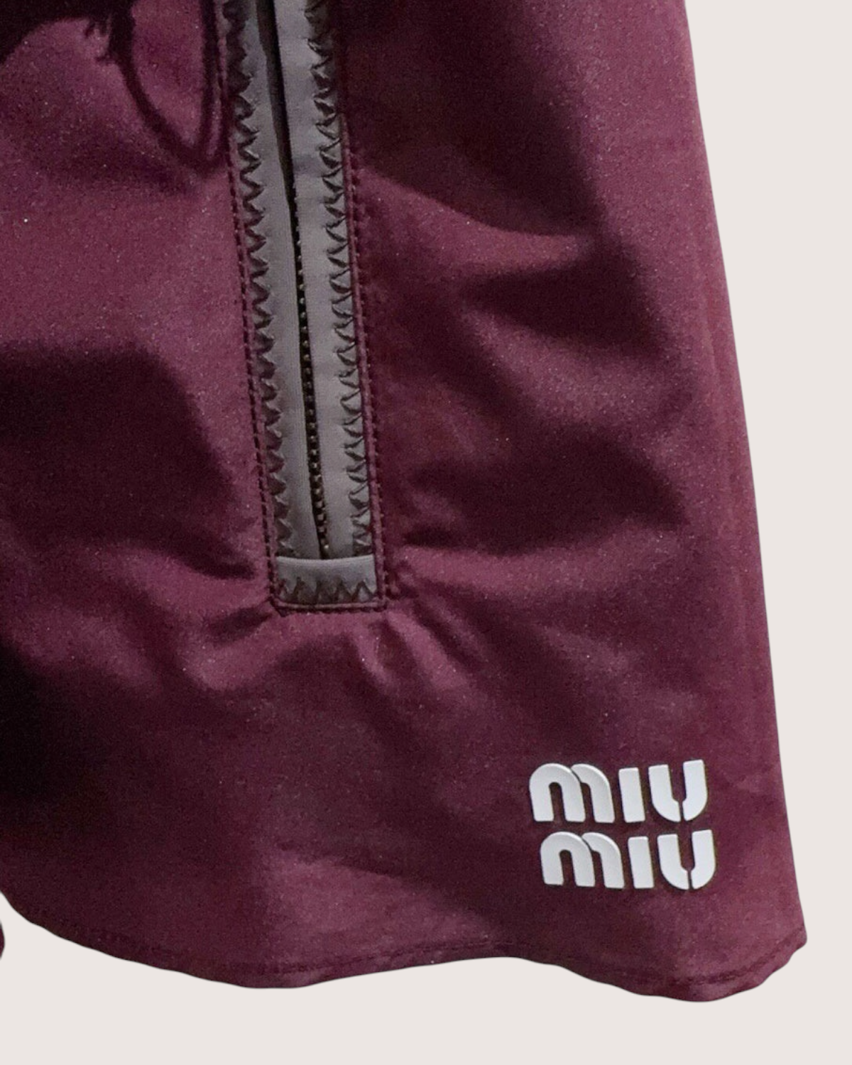 Miu Miu Colorblock Zip-Pocket Mini Dress Burgundy, Grey FR 36