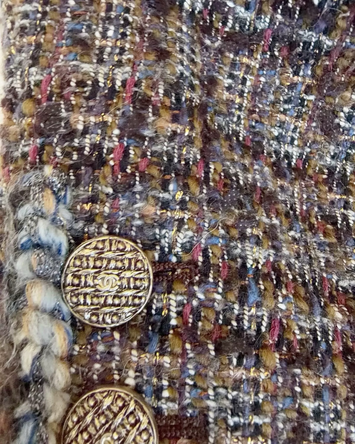 Chanel 18K Tweed Two-Pocket Jacket Brown, Grey, Multicolor FR 36
