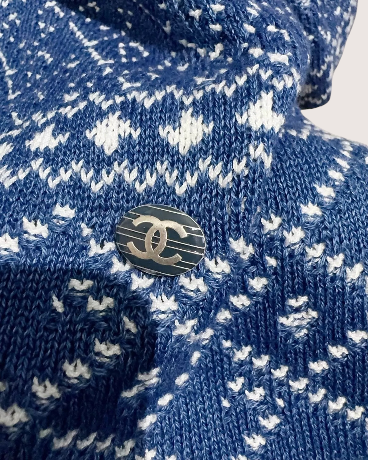 Chanel Jacquard Mini Dress Blue, White FR 36
