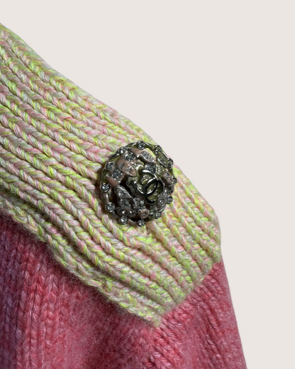 Chanel 22K Cashmere CC Sweater Pink, Beige/Ecru FR 34