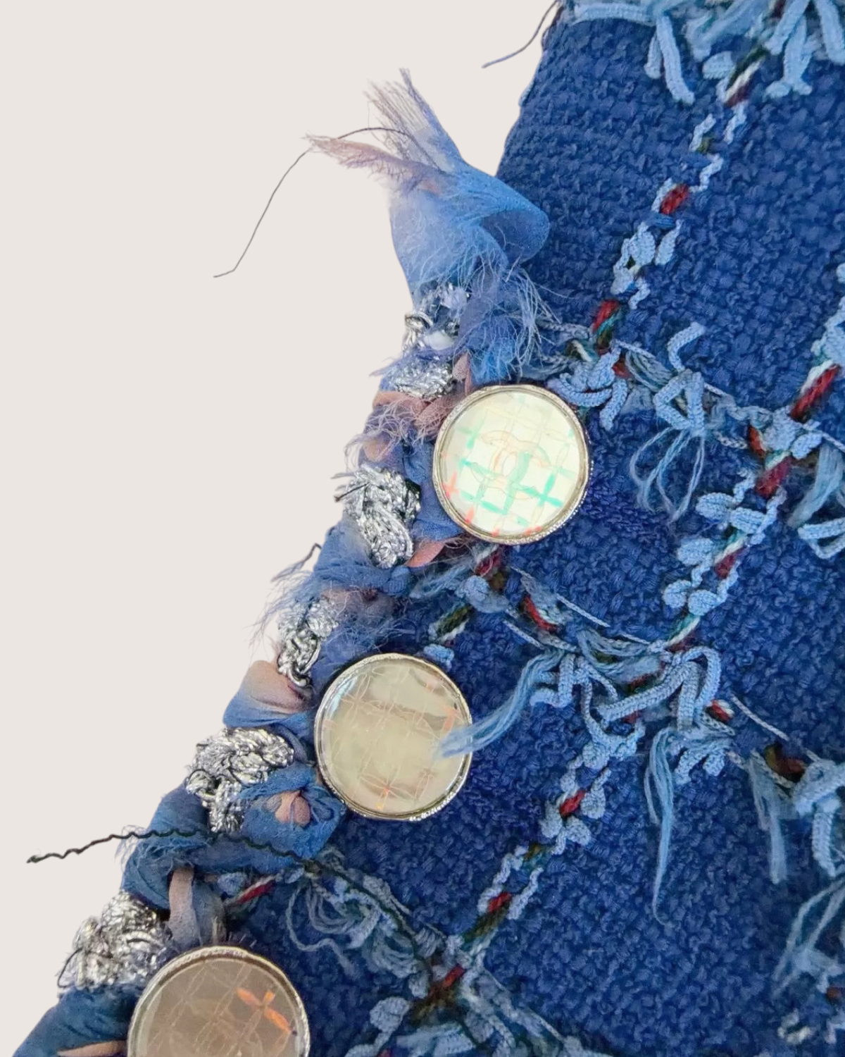 Chanel 23C Tweed Fringe Four-Pocket Jacket Blue, Multicolor FR 36