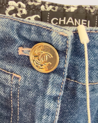 Chanel 25B Straight-Leg Denim Jeans Blue FR 36