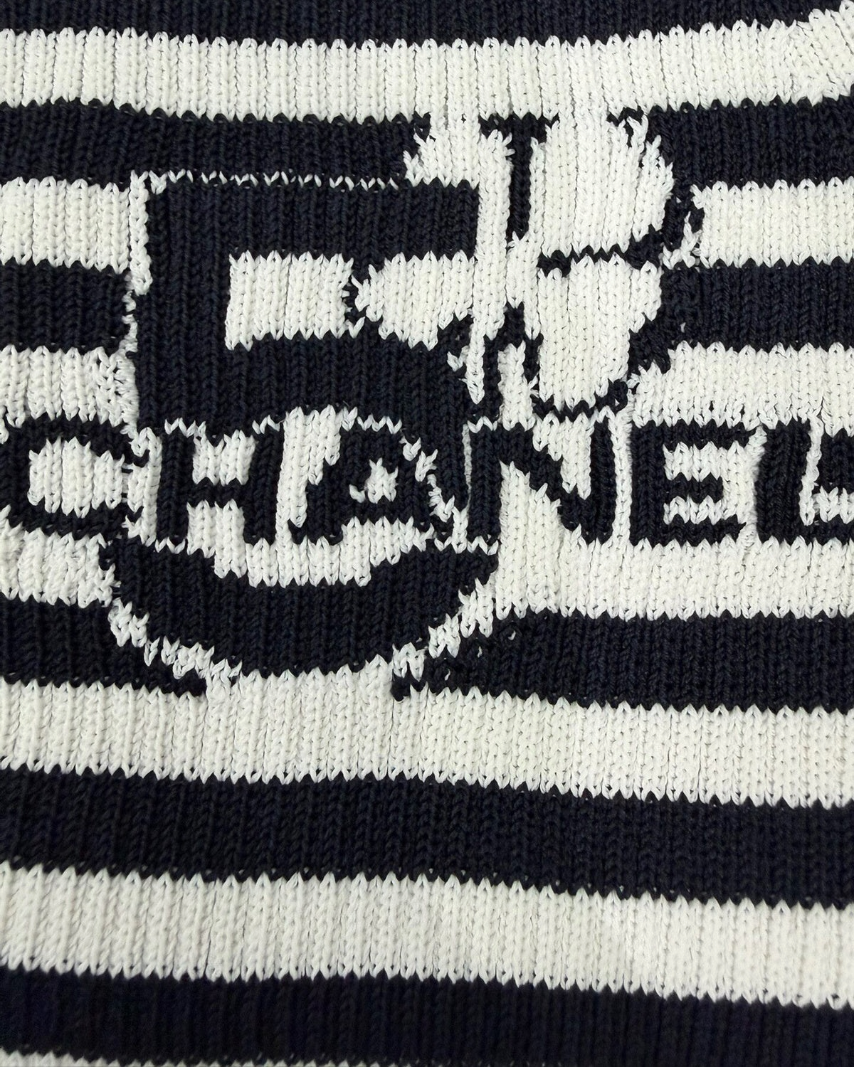 Chanel 23C Striped Cardigan Navy, White FR 36
