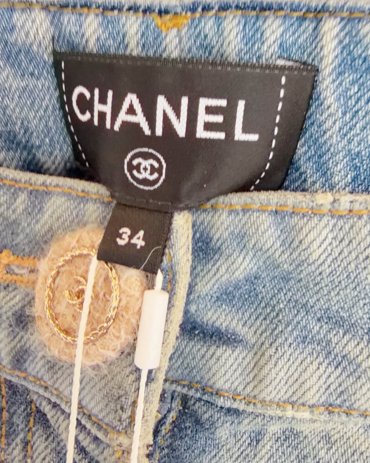 Chanel 24K Cropped Straight-Leg Denim Jeans Blue FR 34