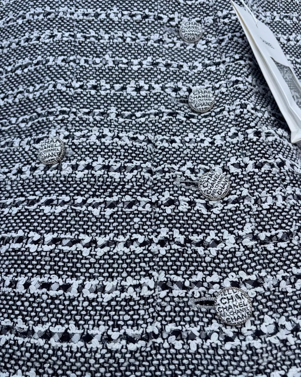 Chanel 24P Striped Tweed Jumpsuit Grey, White, Black FR 36