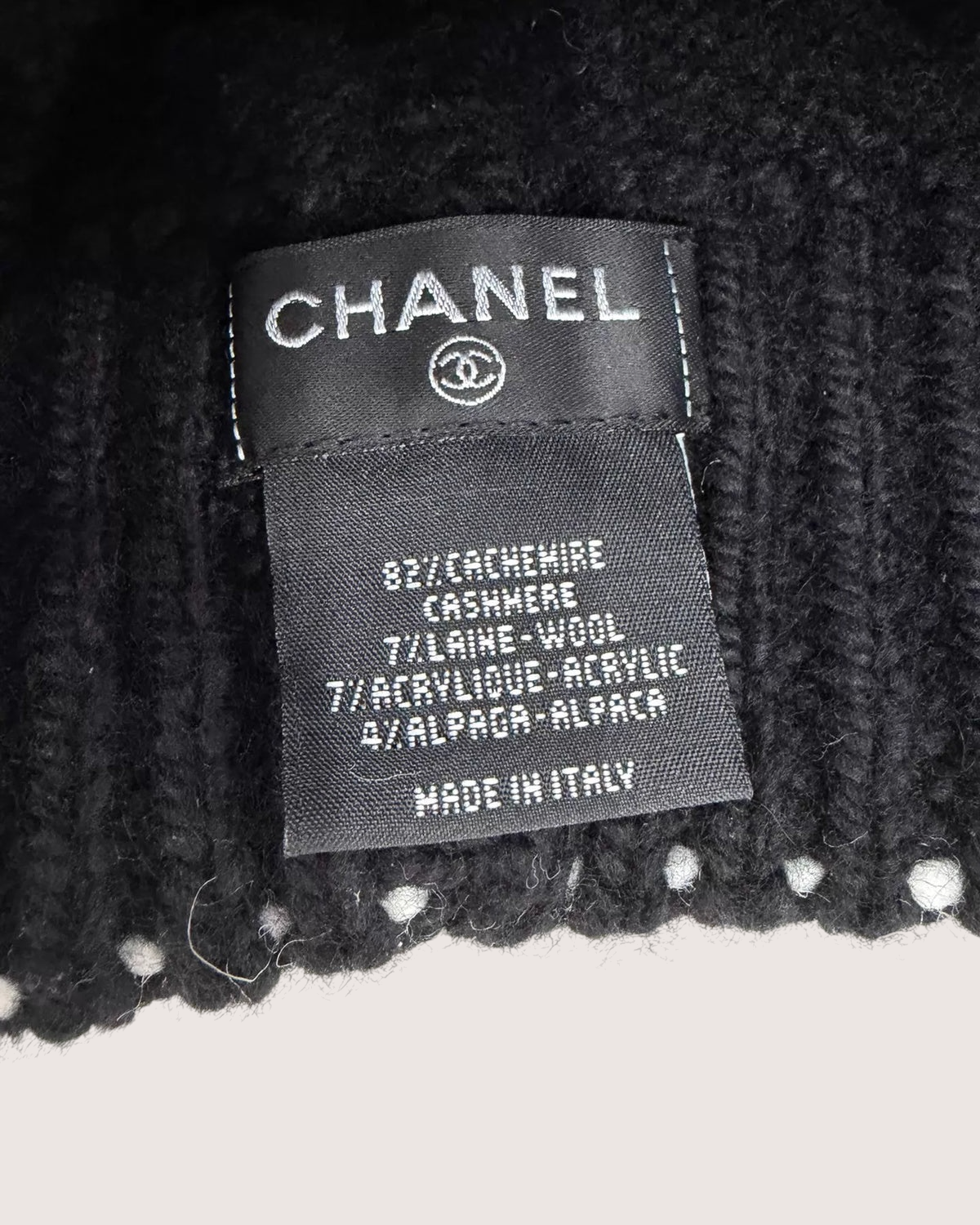 Chanel 26A CC Logo Hat Black, White One Size