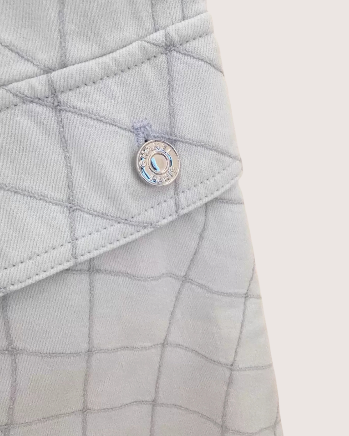 Chanel 26M Coco Beach Plaid Jeans Blue, White FR 38