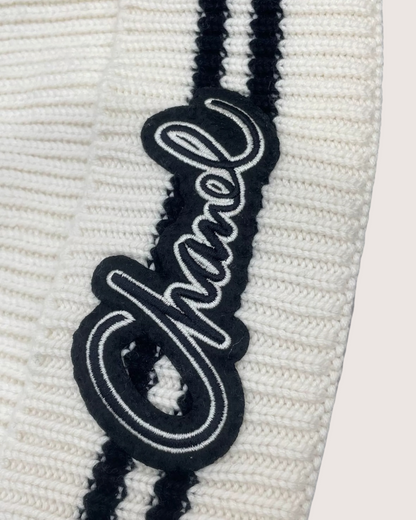 Chanel 24B Cashmere Beanie White, Black, Beige/Ecru One Size
