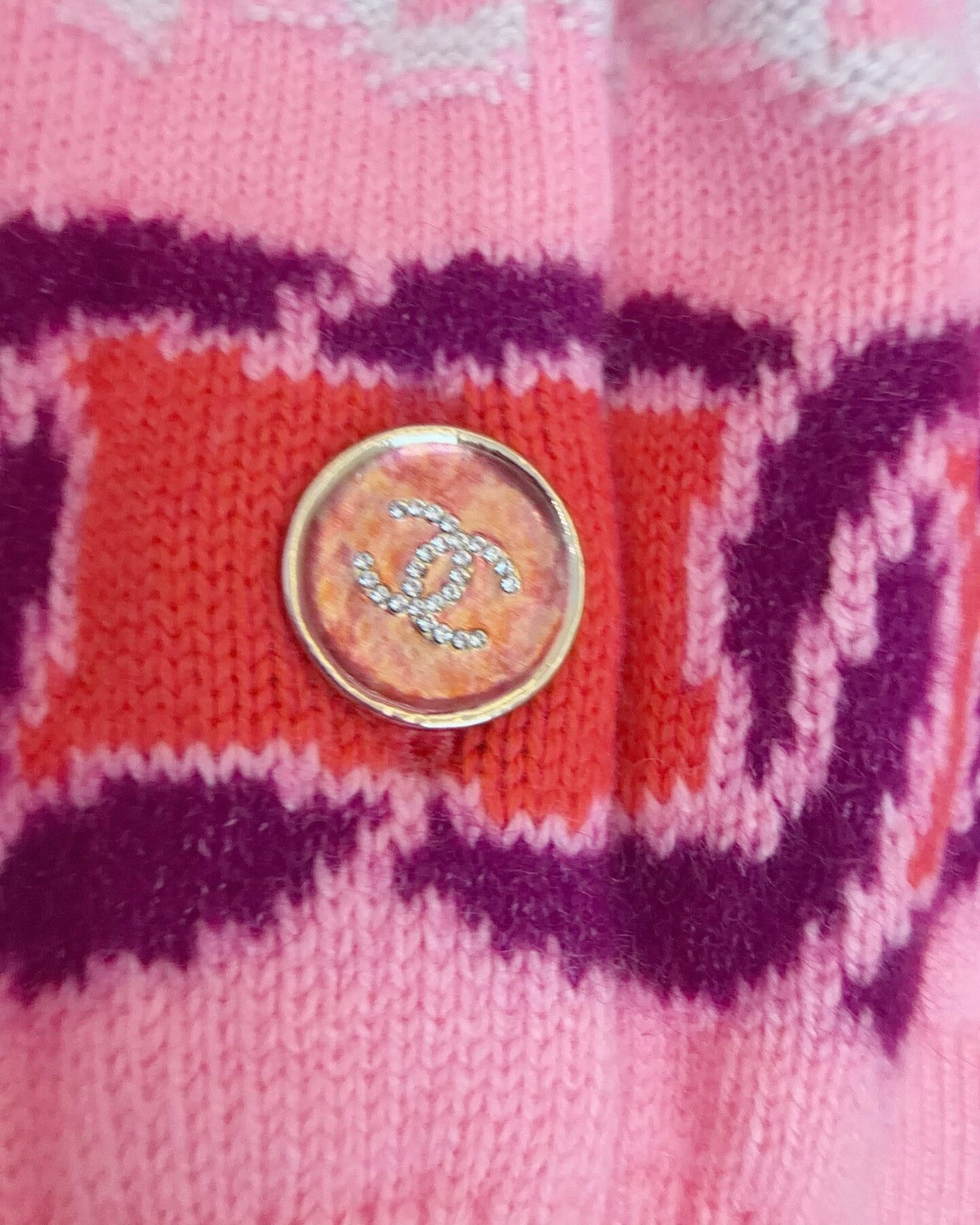 Chanel 23B Cashmere Striped Cardigan Pink, Red, Purple, Multicolor FR 38