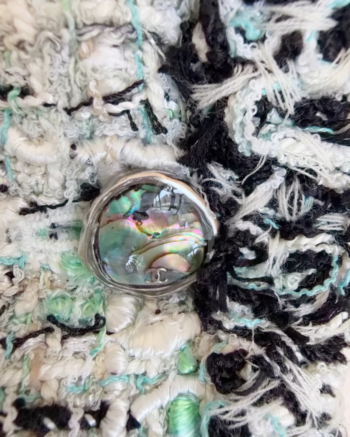 Chanel 26S Tweed Jacket Green, Blue, Multicolor FR 38