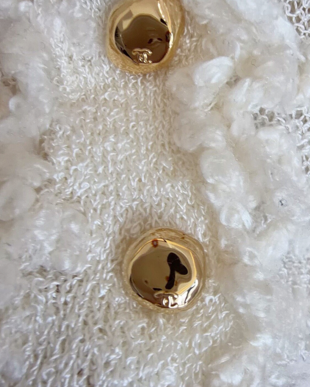 Chanel 26A Sheer Bouclé Cardigan Beige/Ecru FR 34