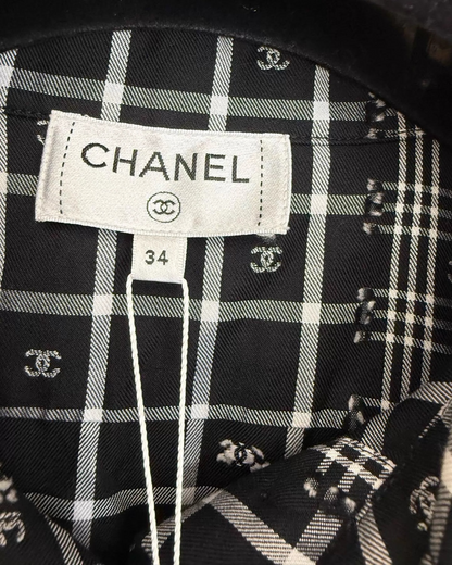 Chanel 23A Plaid Tweed Tunic Blouse
