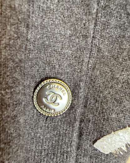 Chanel 22A CC Cashmere Cardigan Black, Silver FR 34