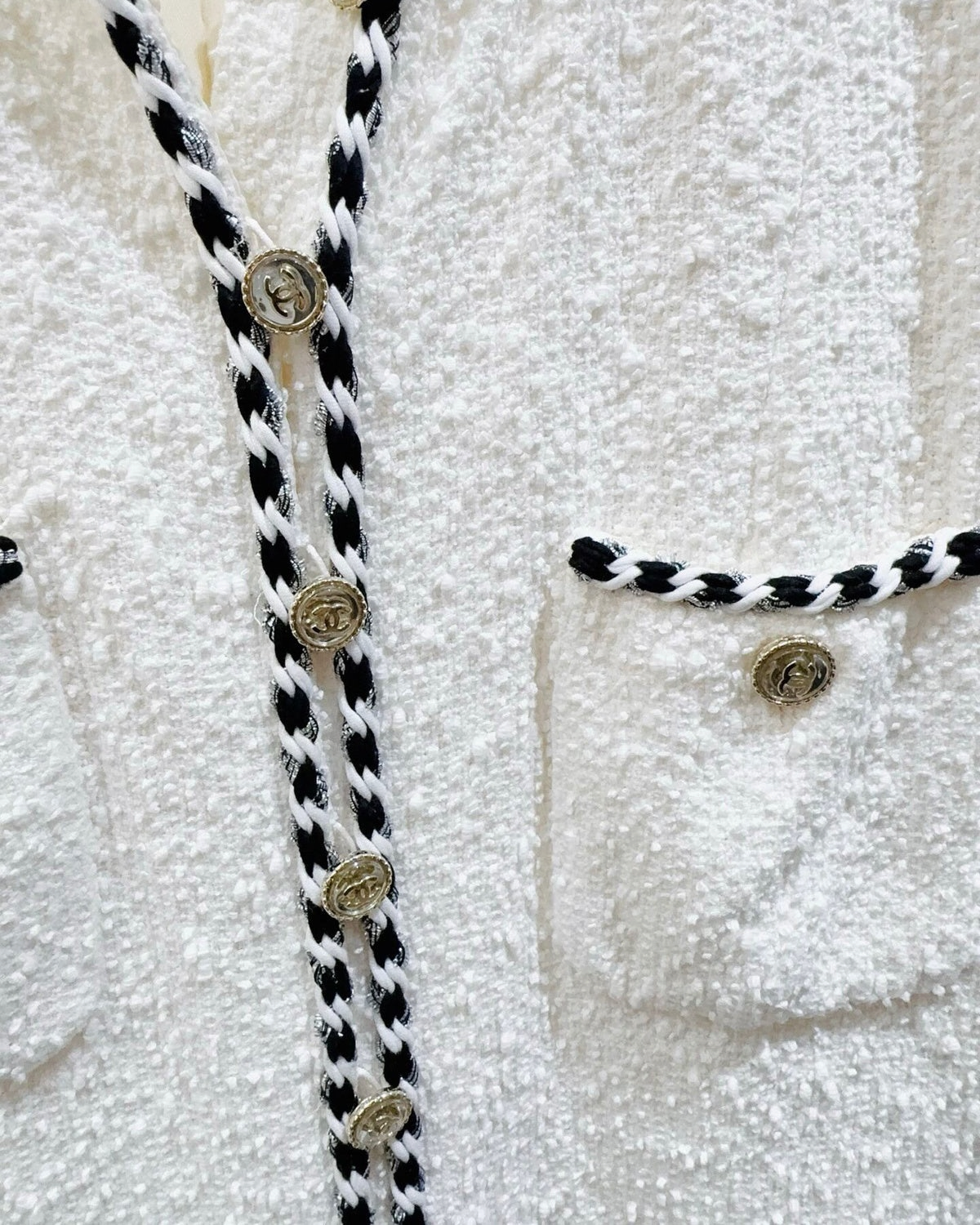 Chanel 21S Four-Pocket Tweed Mini Dress White, Black FR 36