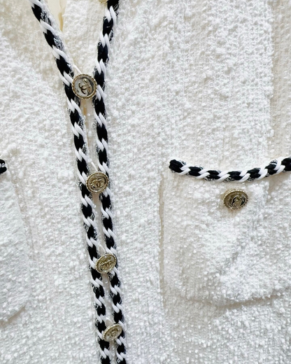 Chanel 21S Four-Pocket Tweed Mini Dress White, Black FR 36