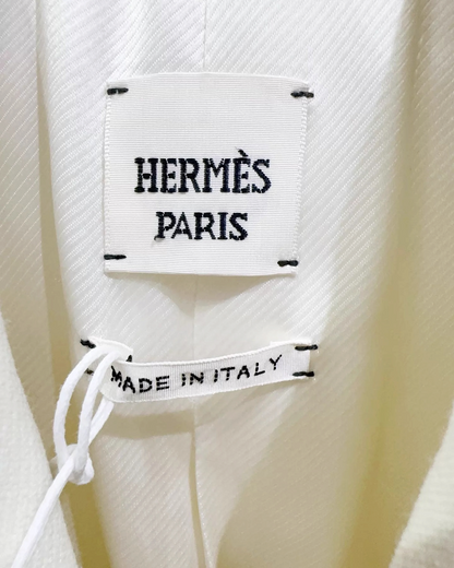 Hermès Wool Double-Breasted Jacket White FR 34