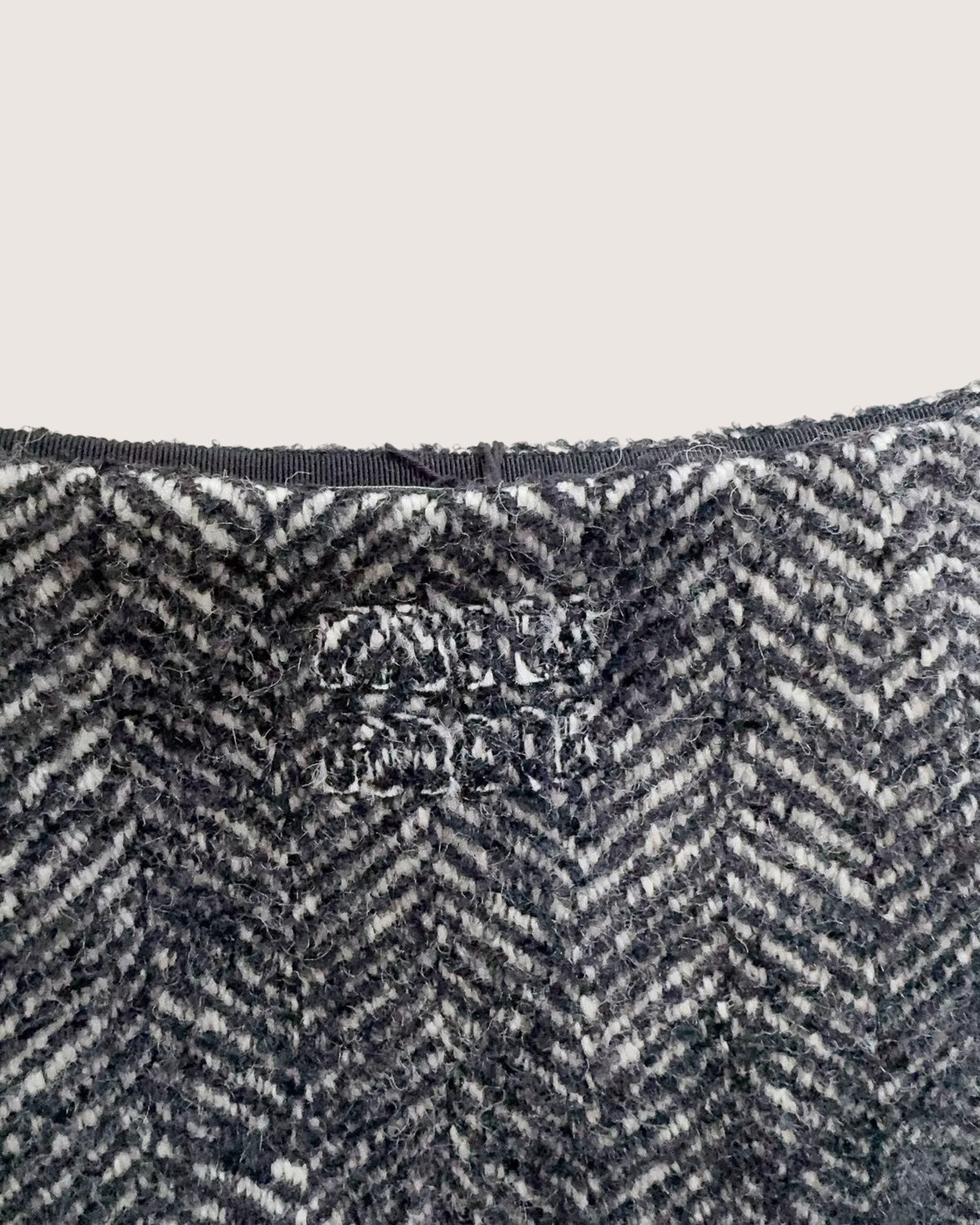 Miu Miu Herringbone Tweed Mini Skirt Black, White FR 38
